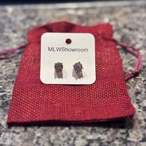 NWT Cubic Zirconia Elegant Stud Post Earrings gold tone